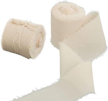 Set of 2 Rolls, Handmade Fringe Chiffon Silk-Like Ribbon 1.5" x 7Yd Burgundy Ribbons for Wedding Invitations, Bouquets, Gift Wrapping (Color : 02)